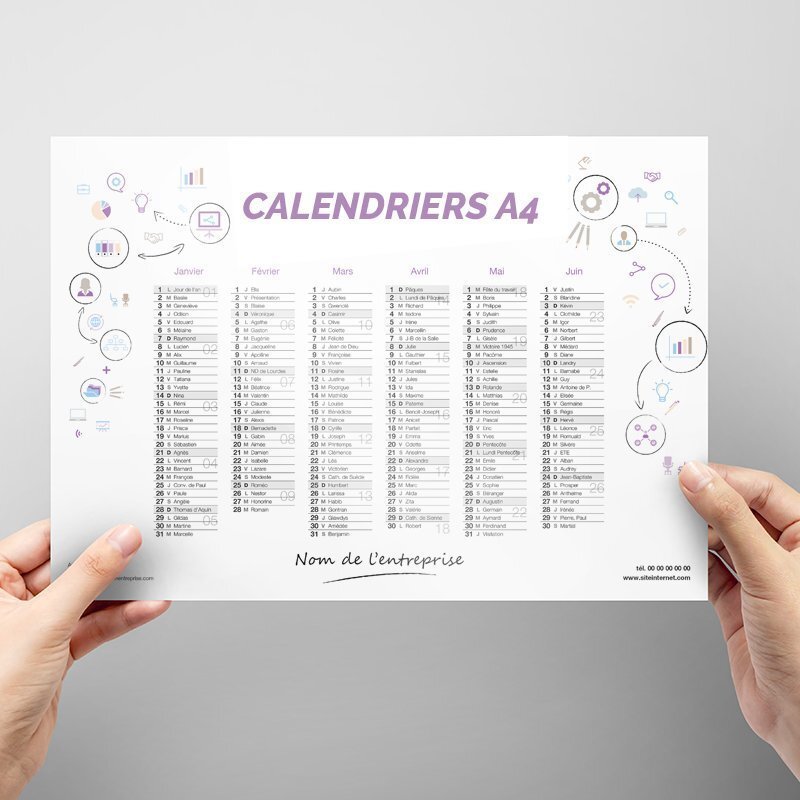 Impression calendrier A4