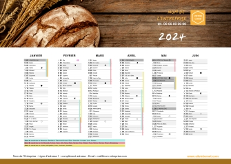 Calendriers Boulangerie A5 personnalisable