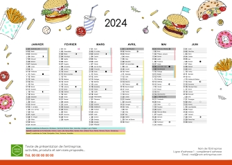 Calendriers Fast food A5 personnalisable