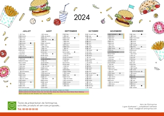 Calendriers Fast food A5 personnalisable