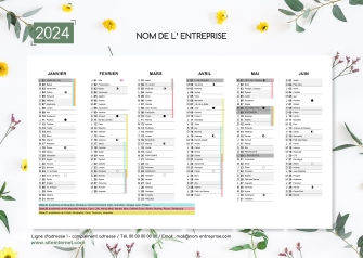 Calendriers Fleur d'été A5 personnalisable