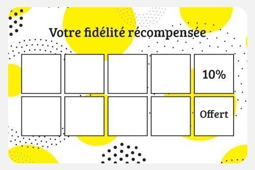 Impression Cartes de fidélité Rond jaune personnalisable Coins arrondis