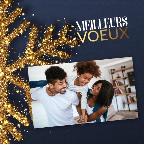 Impression Cartes de voeux simples Meilleurs voeux flocon personnalisable carré
