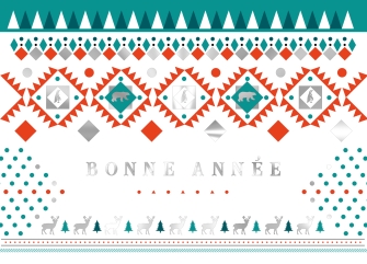 Cartes de vœux simples dorure Hiver rétro personnalisable A6 argent