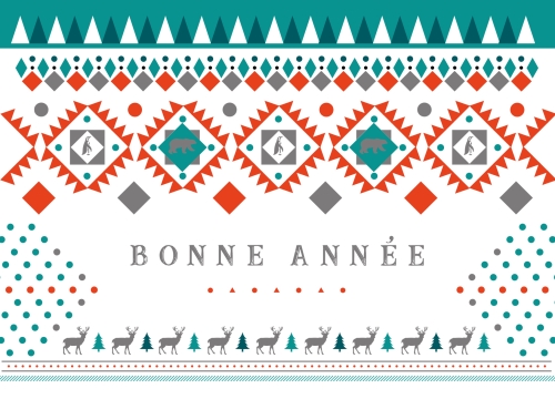 Impression Cartes de voeux simples Hiver rétro personnalisable A6