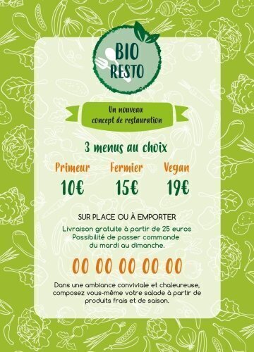 Impression Flyers Bio resto A6 personnalisable