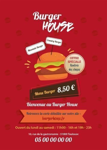 Impression Flyers Burger house A5 personnalisable