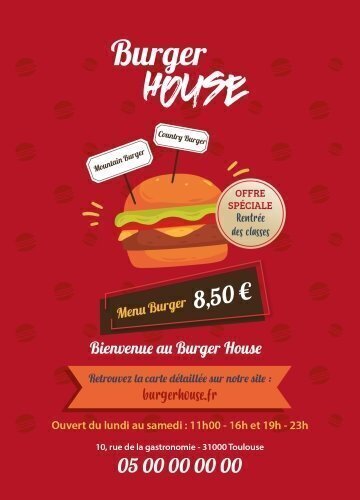 Impression Flyers Burger house A6 personnalisable