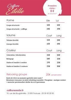 Flyers Coiffure estelle A5 recto verso personnalisable