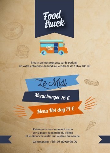 Impression Flyers Food truck A6 personnalisable