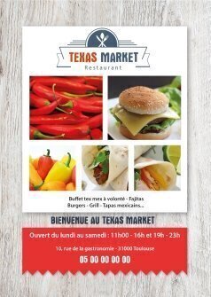 Flyers Texas market A5 personnalisable