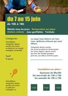 Flyers Tournoi tennis sénior A5 recto verso personnalisable