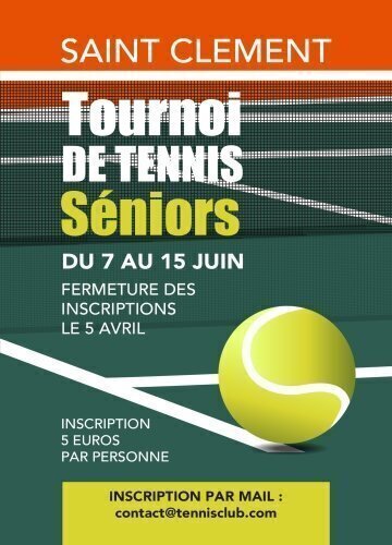 Impression Flyers Tournoi tennis sénior A6 personnalisable