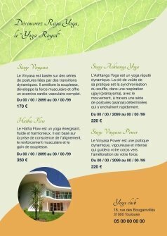 Flyers Yoga club A5 recto verso personnalisable