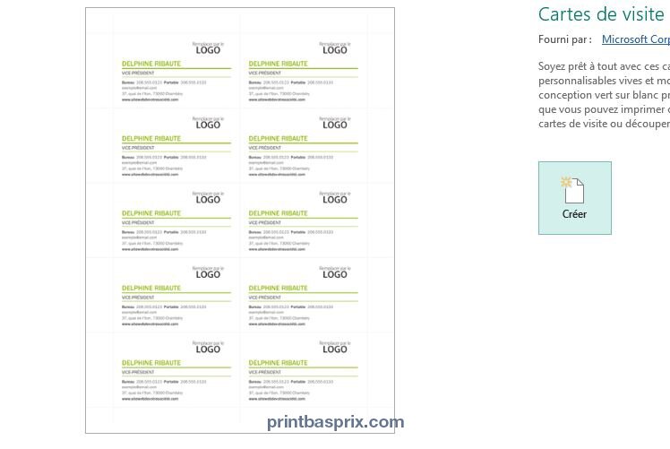 faire une carte de visite recto verso avec Publisher simplement