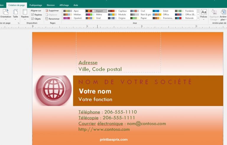Comment faire une carte de visite recto verso avec Publisher