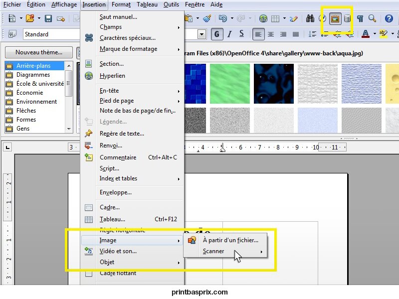 Insertion d'image sur OpenOffice
