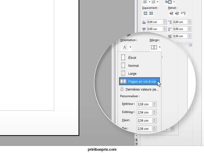 Changement de bordure et marge sur OpenOffice
