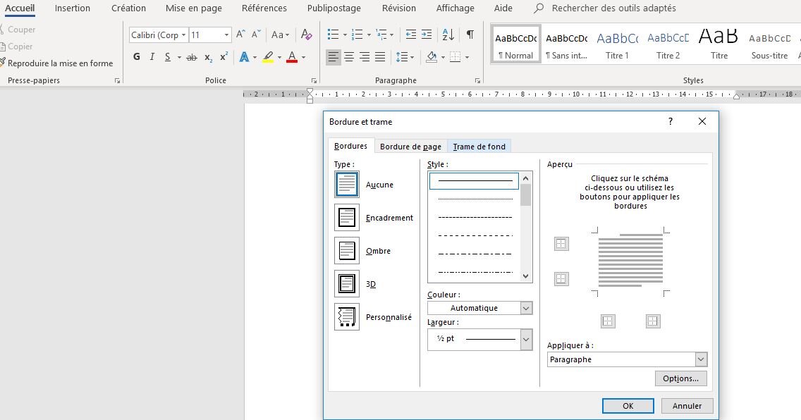 Bordure et paragraphe word 2010