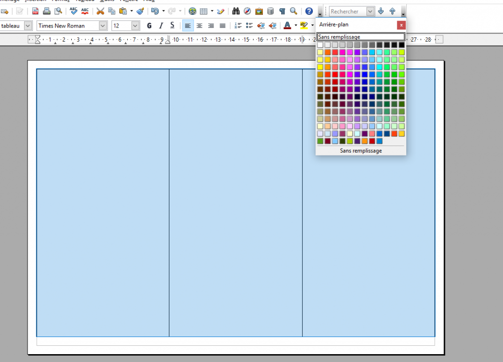 Couleur de fond dépliant sur OpenOffice