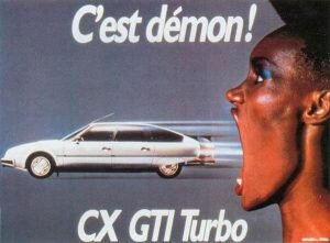 Affiche créative de Jean-Paul Goude, modèle CX GTI Turbo